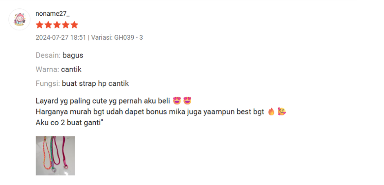 Screenshot ulasan Shopee dari Noname27_
